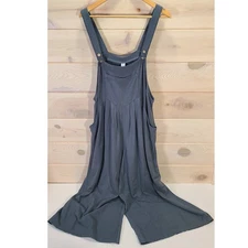 Anrabess Women's XL Overall Jumpsuit Wide Leg Linen Blend Bib Loose Lagenlook