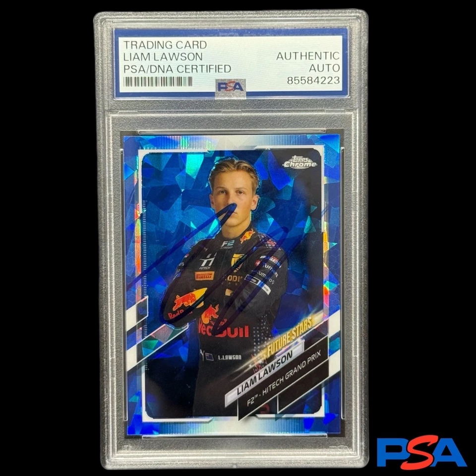 Liam Lawson 2021 Topps Chrome F1 Sapphire Auto PSA Authentic Autograph - Image 3 of 4