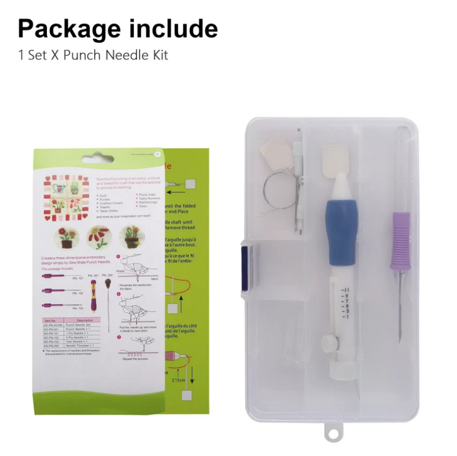 Punch Needle Embroidery Kit with Thread & Stitching Tools for DIY Craft Projects