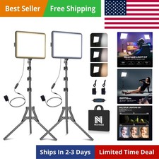 2-Pack Photography Lighting Kit, 25W LED Video Light Kit, 2900-7000K Dimmable...