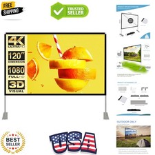 Projector Screen with Stand 120 inch 16:9 HD 4K Outdoor Indoor Projection Scr...