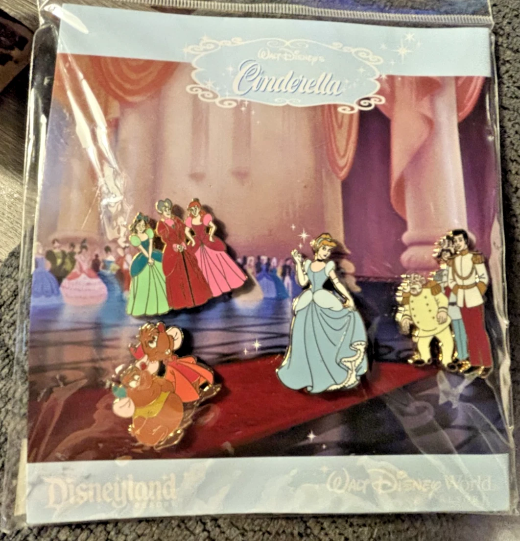 Disney Cinderella Stepsisters Mice Prince & 4 Piece Trading Pin Collection 2008