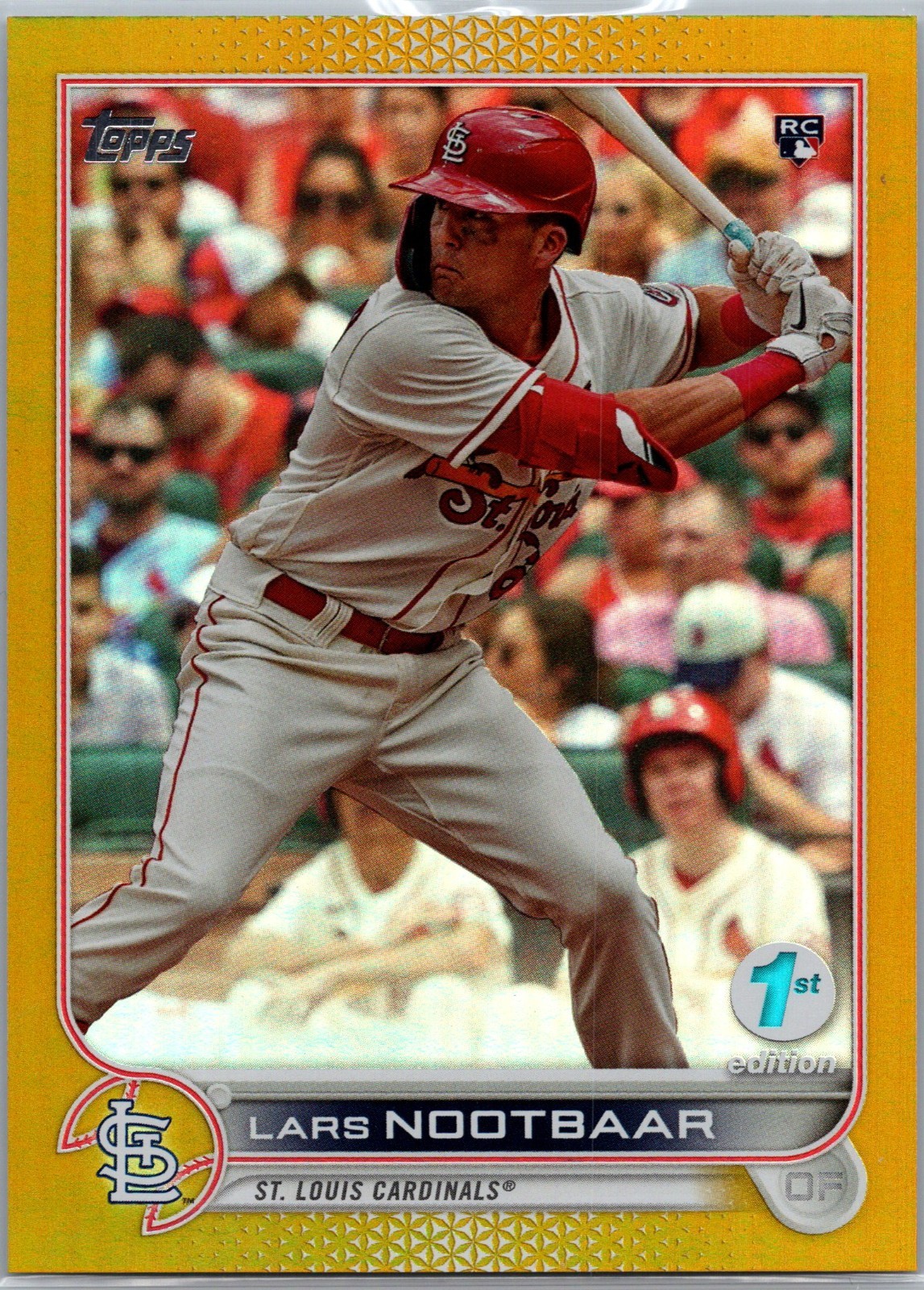 2022 Topps Series 1 1st Edition Lars Nootbaar #58 Gold Foil RC Cardinals
