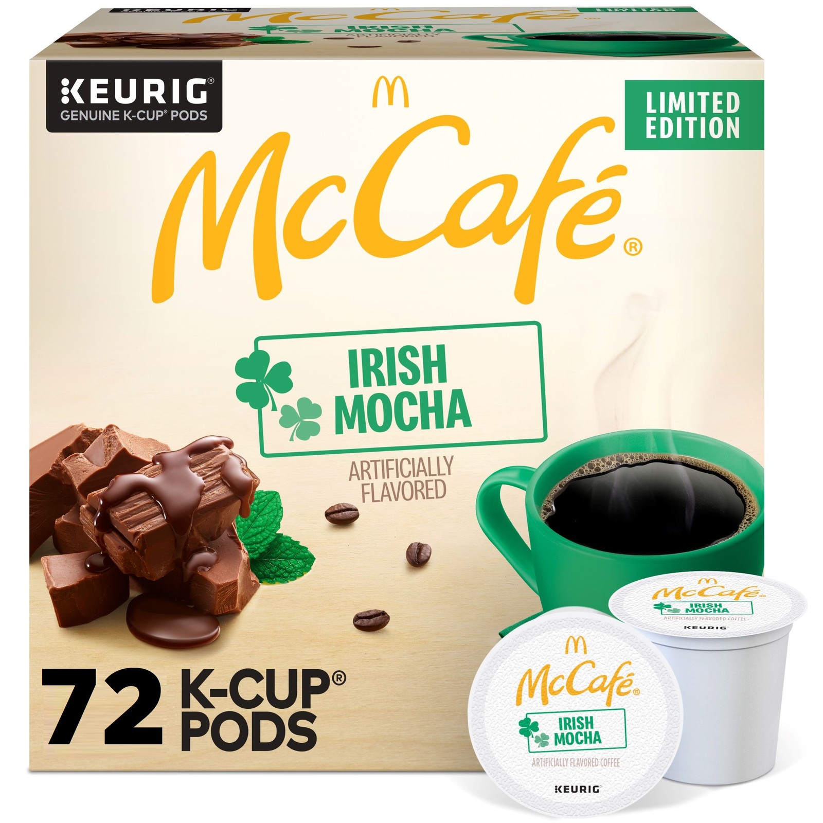 McCafe Irish Mocha, Keurig K-Cup Pods, Flavored Coffee, 72 Count