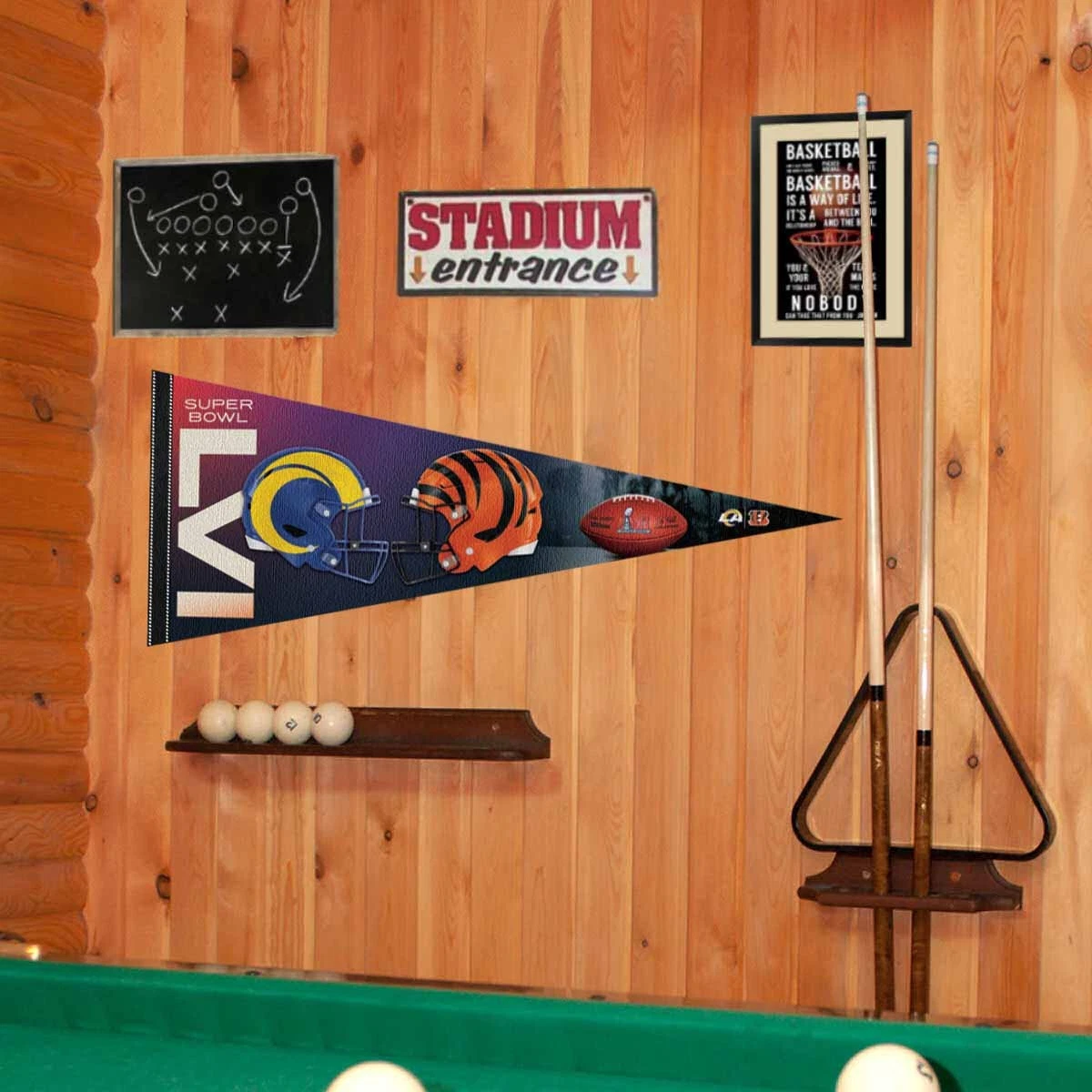 Dueling Teams Triangle Pennant for Super Bowl LVI