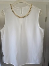 Tolle Bluse weiß Gr. 40 XL mit Goldkette als...