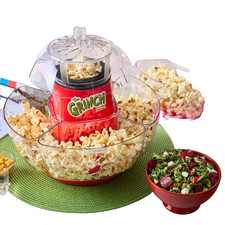 1.2kW Grinch 4 Bowl Hot Air Popcorn Maker Family Movie Night Snack Machine Red