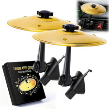 Car Vent Mini Drum Cymbals - 2 Pack, Fun Accessory for Music Lovers, Gold