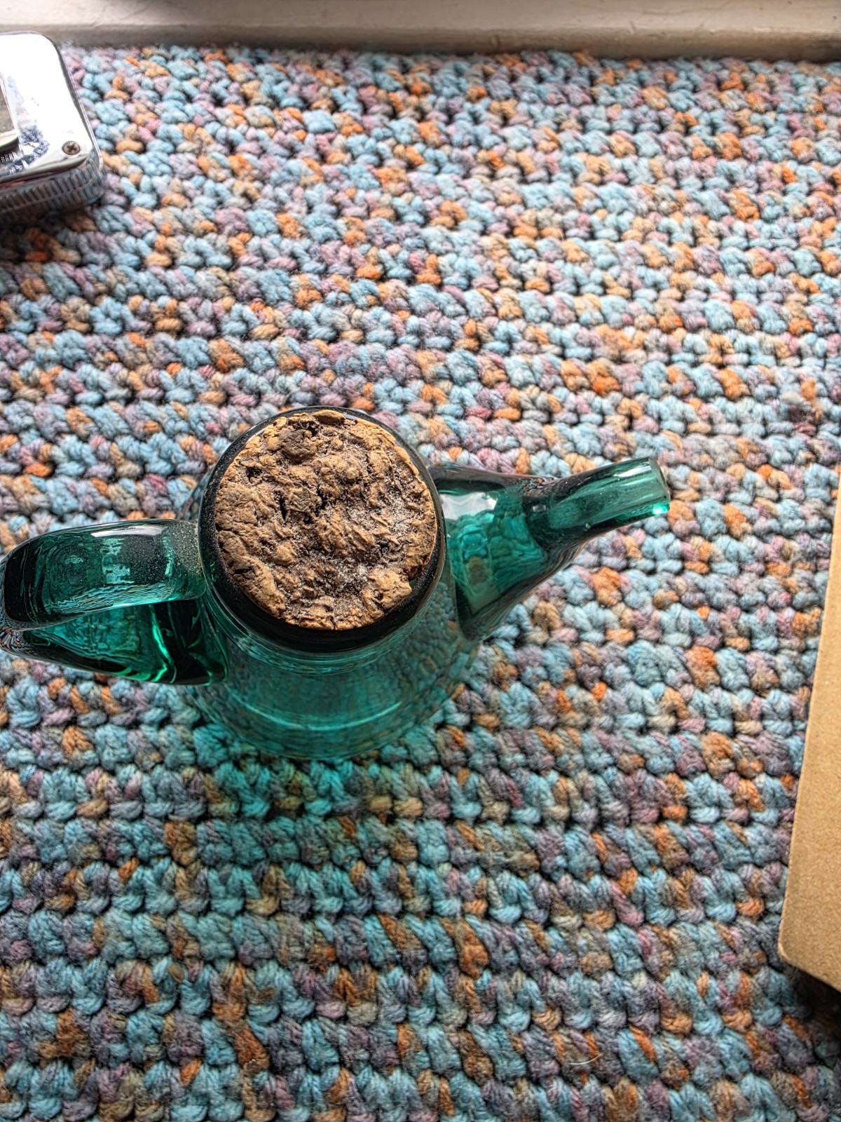 Antique Crystal Turquoise Green from Catalonia Spain Vidriera Catalana Mungblown