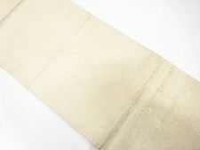 7673869: JAPANESE KIMONO / ANTIQUE MARU OBI FOR BRIDES / WOVEN FLOWER ROUNDEL