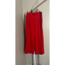 Halara Red High Waisted Wide Leg Pleated Trousers Small Petite 27.5 Inseam