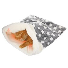 Self Heating Cat Sleeping Bag Indoor Self Warming Cat Bed Gray Classic Style