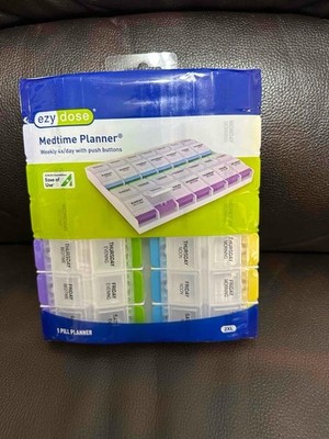 2XL EZYDose Medtime Planner Weekly 4X/Day w/Push Buttons Organizer NEW
