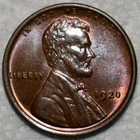 Brilliant Uncirculated 1920-P Lincoln Cent, Razor-Sharp, Blazing specimen.