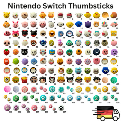 2x Nintendo Switch Controller Thumbstick Gummi Kappen Grip Cap Aufsätze Set