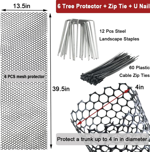Mesh Tree Trunk Protectors, 6 Pack 40 Inches Tree Bark Protector Guard with Zip - Foto 2 di 12