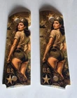 1911 Full Size White ABS Grips WWII Pinup Girl US Jacket Olive Drab UV Printed