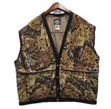 Vintage Cabela's Mens Camo Hunting Vest XXL Game Bag Mossy Oak Made In USA