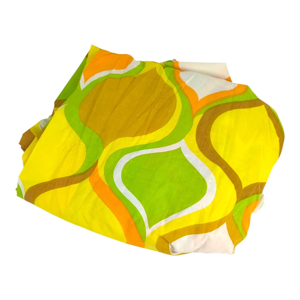 Vintage Cannon Monticello Morocco Retro Mod 70s Full Fitted Sheet | Orange Green - Image 2 of 4