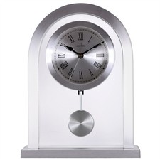 Acctim Bathgate Silver Glass Arch Top Classic Floating Mantel / Fireplace Clock