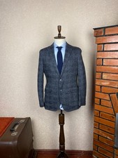 Hackett London Gray Alpaca Cotton Wool Check Unlined Slim fit Blazer 42, EU 52