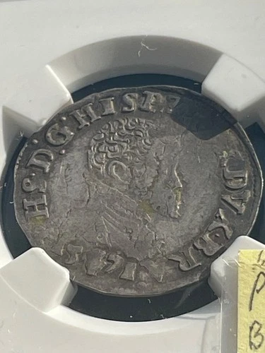 SPANISH NETHERLANDS Brabant/Antwerp. Philip II 1571, Silver 1/10 Ecu, NGC XF Det
