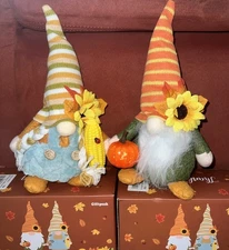 NIB Lot Of 2 Giftpeak Thanksgiving/Fall Gnomes 2pk
