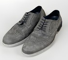 MINT JOHNSTON & MURPHY 10.5 m GRAY WING TIP SHEEPSKIN SUED MENS DRESS SHOES — photo 1