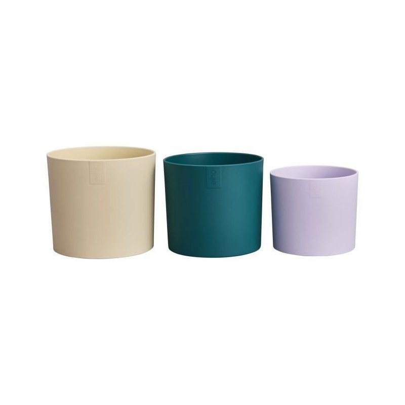 Pot de fleur Elho par Lex Pott Set 14 design tricolore blanc vert violet H 14 cm