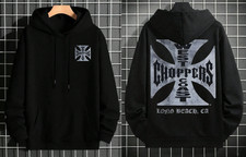 West Coast Choppers Reprint OG Classic Hoodie Black Distressed Iron Cross Long