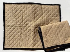 PAIR RALPH Lauren CHARLESTON STANDARD Pillow SHAMS Vintage Quilted TAN Black