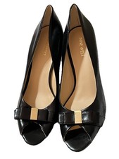 Nine West Black Leather Slingback Heels Size 9.5