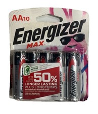 10 Energizer Max AA Alkaline Batteries EXP 2035 NEW SEALED FREE SHIPPING