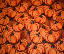 Halloween Cotton Fabric 4 YARDS Pumpkin Pattern Fall Harvest Quilting Orange