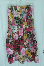 New York  Company Small A Line Strapless Stretch Dress Floral Tropical Pockets