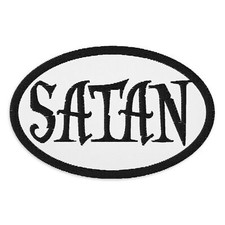 Black Satan Pure Evil Patch   Gothic Embroidered Iron-On Applique Horror DIY