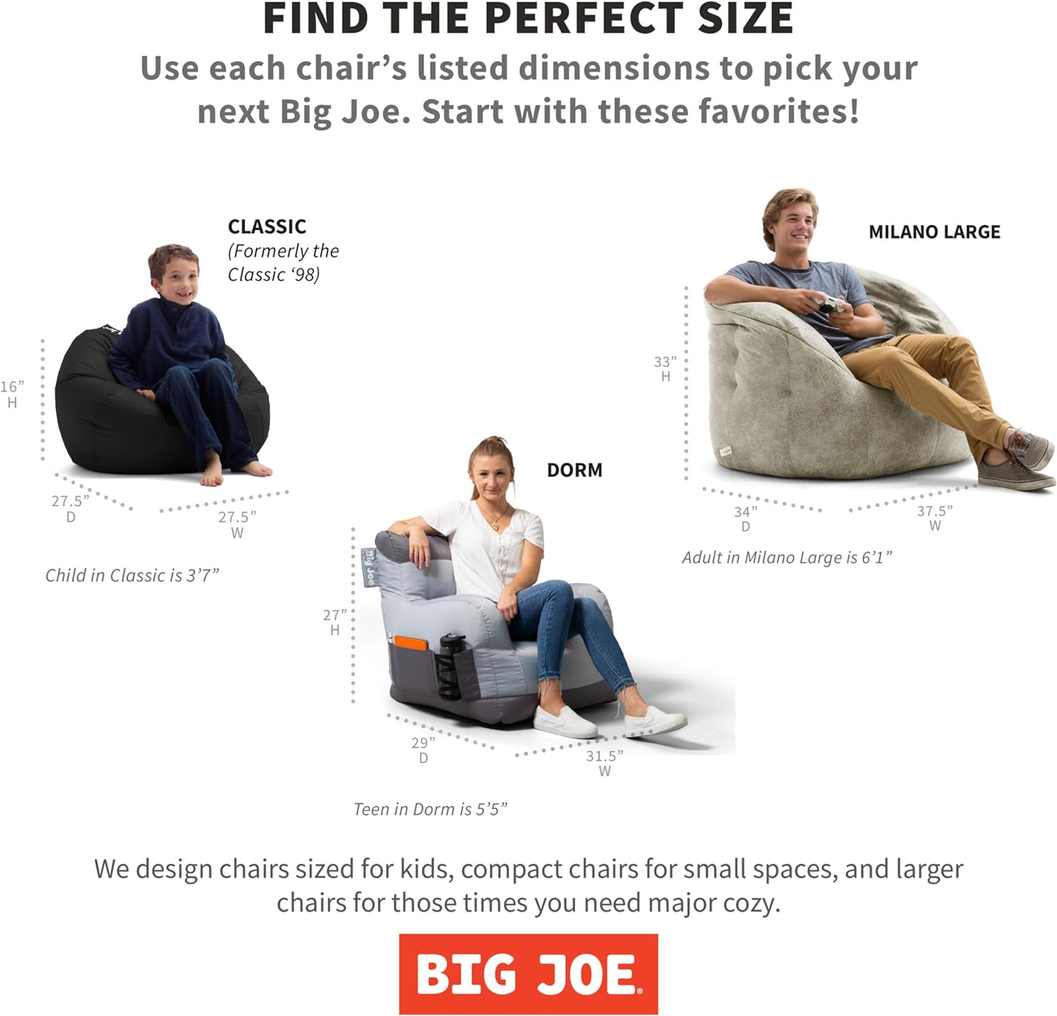 Cozy 3ft Black Dorm Bean Bag Chair with Drink Holder & Pocket, Durable Fabric