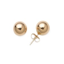 4MM 14K Solid Yellow Gold Stud Earrings Polished Ball Bead Studs