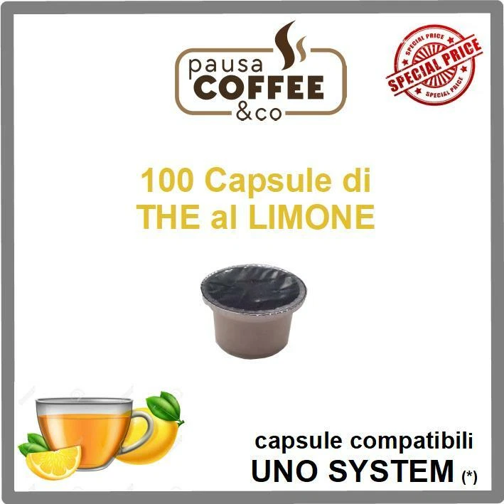 PAUSACOFFEE 100 capsule cialde THE TE TÈ AL LIMONE compatibili UNO SYSTEM