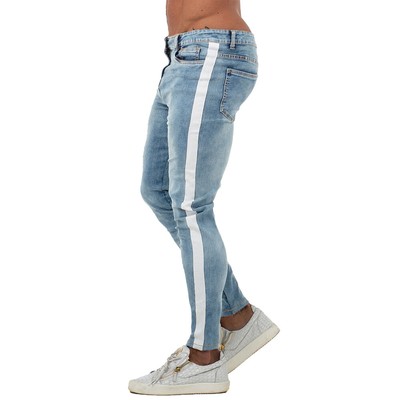 GINGTTO Men Blue Skinny Jeans Fashion 