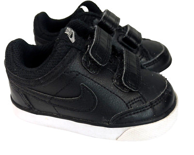 Nike Capri 3 Black Leather Hook & Loop Sneakers 579949-014 Toddler size 4C