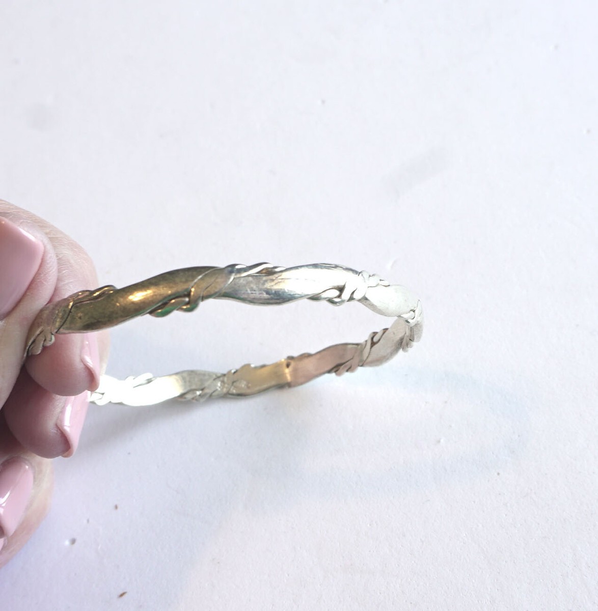 Vintage Sterling Silver Wavy Bangle Bracelet- Mexico, .925- 16.2