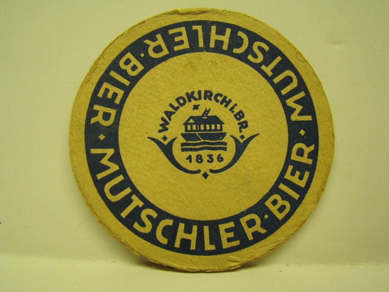 older German beer coaster Mutschler Bier Waldkirch in Breisgau Germany