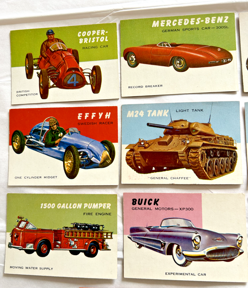 1954 Topps WORLD on WHEELS Trading Cards Vintage Vehicles Lot of 15 Ex