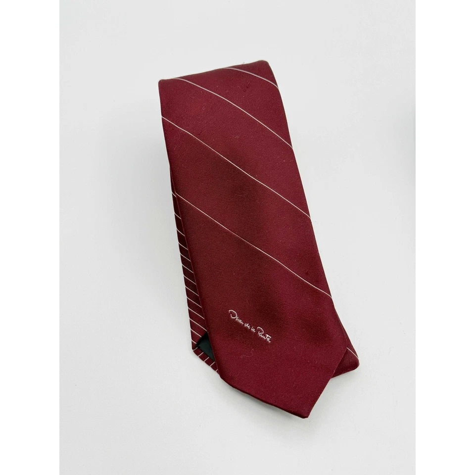 Lote De 3 Corbatas De Colección Oscar De Renta Corbata Rayas, Foulard, Gris, Rojo, Negro Foto 4 de 4