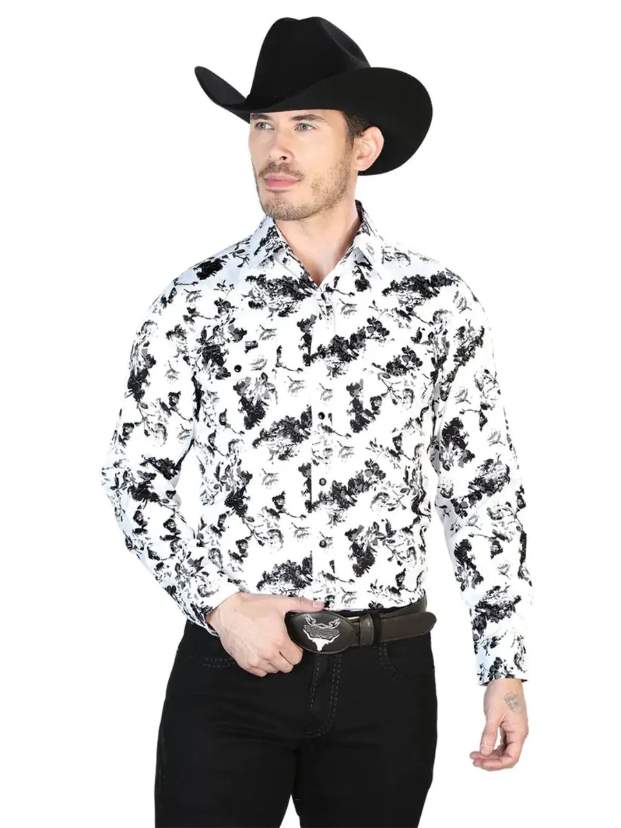 Camisa Vaquera Larga Broches Estampada Para Hombre &#039;El Señor de los Cielos | eBay