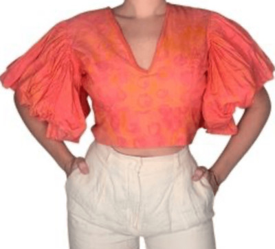 Sika Anya Bustier Cotton Crop Top in Pink & Orange NWOT Size 12