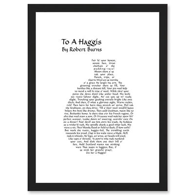 Zitat Schottisches Gedicht Robert Burns Adresse an einen Haggis gerahmt A4 Wandkunstdruck