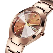 Quartz Watch Steel Waterproof Luminous Pointer Day/Date Dual Calendar Life Watch