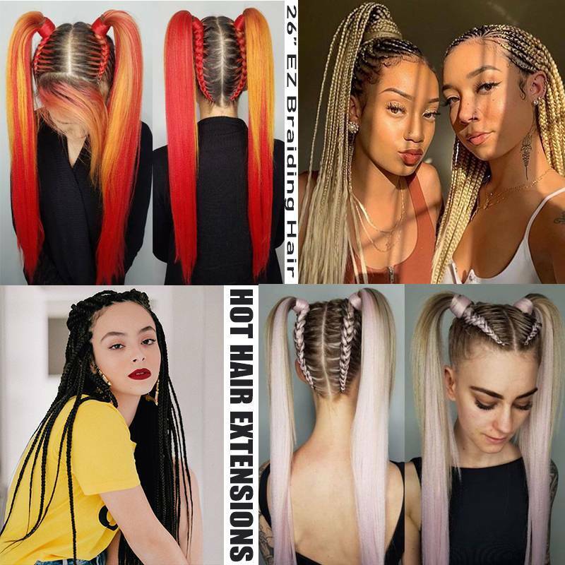 NEW EZ Braiding Hair Extensions Pre-Stretched Braids Ombre Colour Twist as  Human